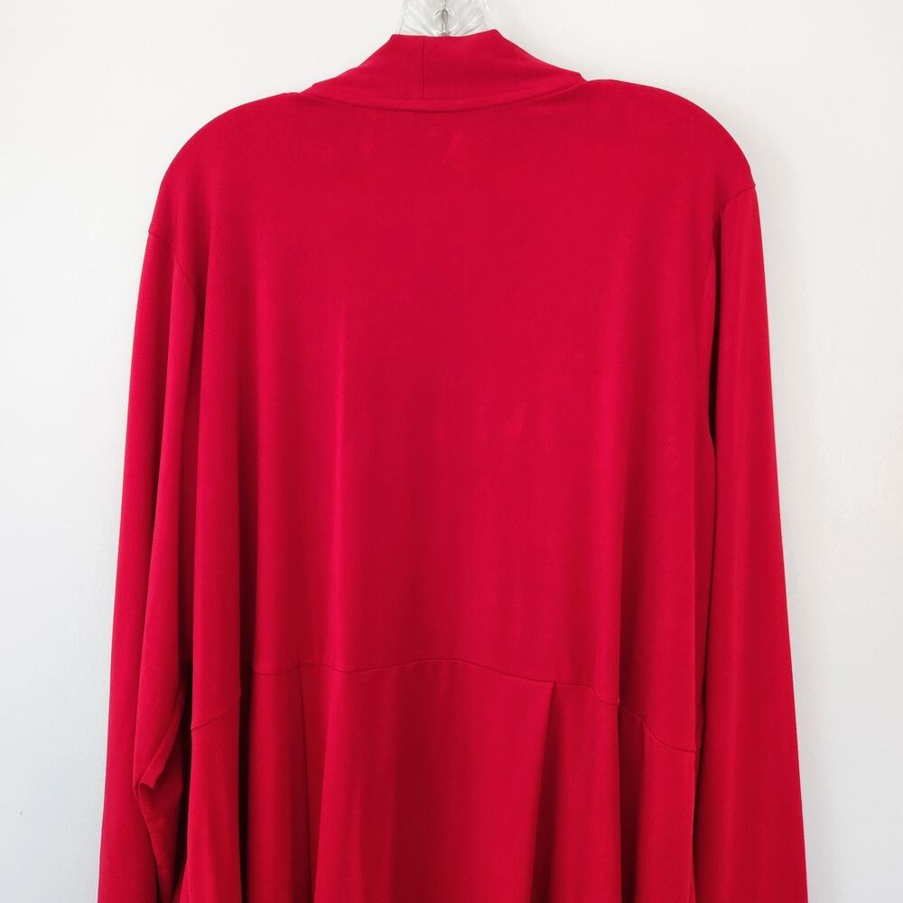 Susan Graver Cardigan Women's 2X Red Open Front Liquid Knit Classic Slinky Layer - Picture 7 of 13